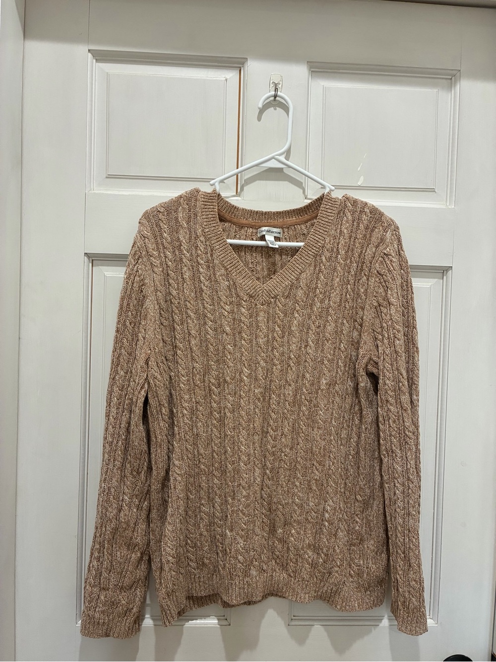 croft & barrow Cable-Knit V-Neck Sweater - Beige